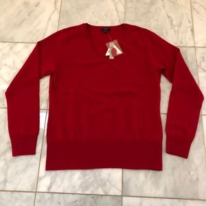 New Prive Washable Cashmere VNeck Sweater Red Sz L